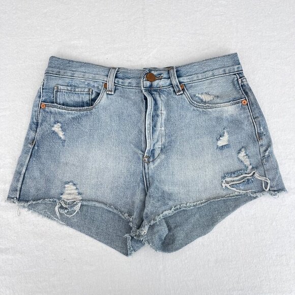 Blanknyc Light Wash Distressed Denim Shorts High Rise 2" Inseam Cotton Womens 28 - Picture 1 of 10
